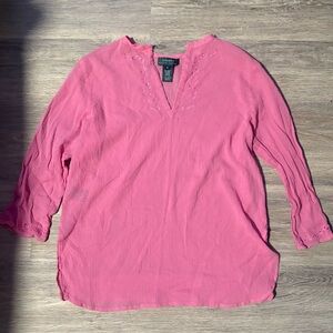 Pink Lauren Ralph Lauren Embroidered Cotton Blouse